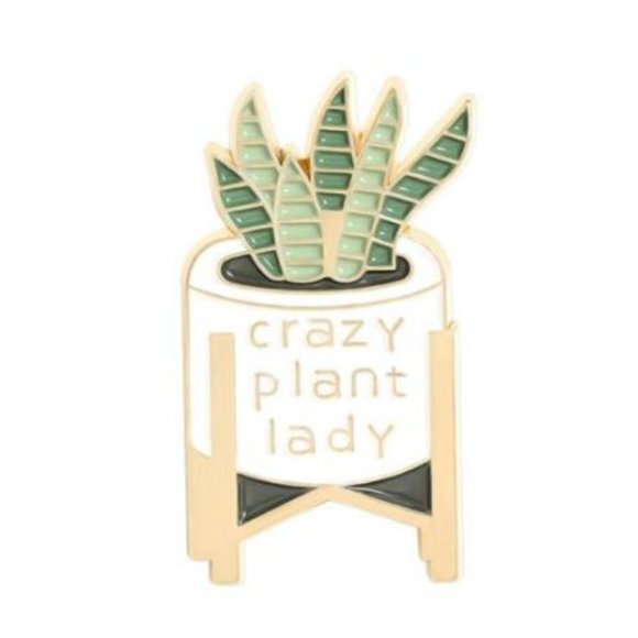 Crazy Plant Lady Enamel Pin - Picture 1 of 3
